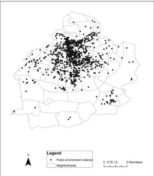 Fig. 1 Public environment violence incidents in the city of Malmö, 1st of march 2014 to 28th of February 2015