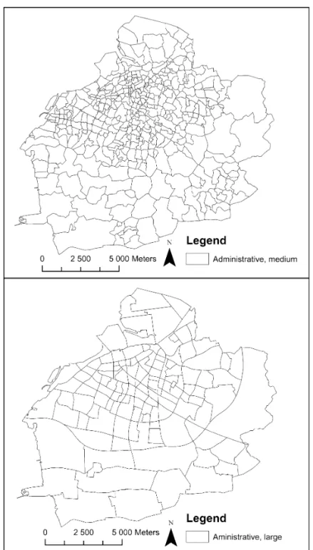 Fig. 1 Administrative geographical units in the city of Malmo¨. Top medium sized administrative units