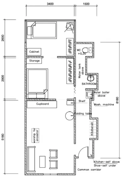 Fig. 6. Plan of Mr. Tan’s substantially extended apartment.