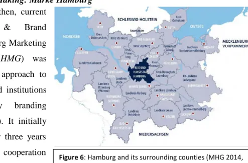 Figure 6: Hamburg and its surrounding counties (MHG 2014,  p. 24) 