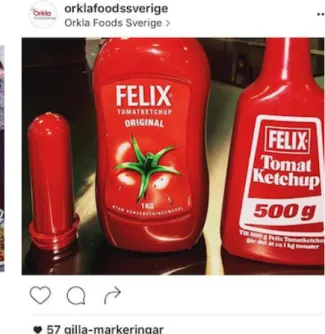Figur 11 &amp; 12. Två inlägg som Orkla Foods Sverige har publicerat på Instagram under 2016