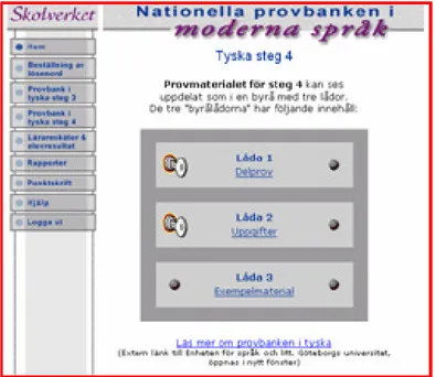 Figur 3.1 Tyska provbanken steg 4 (Provbanken, 2007).