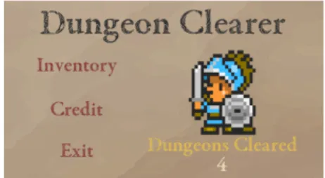 Fig. 1: The main menu in Dungeon Clearer.
