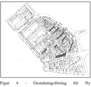 Figur 4 visar att  det  nybyggda  hade  skapat  en variationsrik bebyggelse som  hade efterliknat  den redan befintliga strukturen