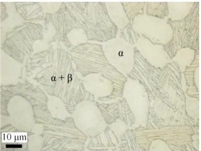 Figure  2:  Optical  micrograph  of  a  Ti-6Al-4V  microstructure  from  a  sample  prepared  as  described in [57]