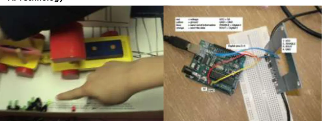 Figure 30 left: The train pulling the cars with the RFID tags, to the bottom the  light indicators