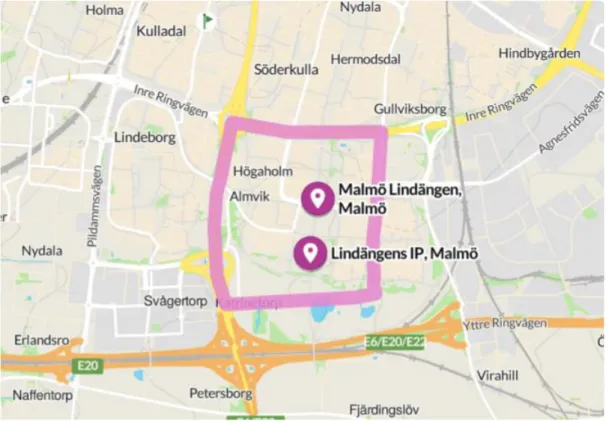 Figure 1: Geographical map of Lindängen- Source: Google map 2020 