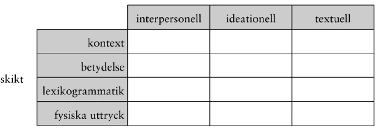 Figur 3. Metafunktioner och skikt i samspel