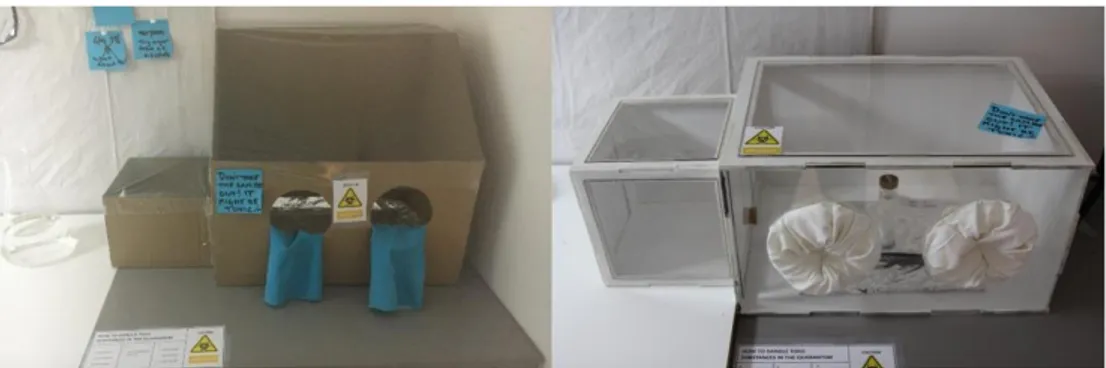 Figure 22. Left: The low-fidelity quarantine box. Right: The high-fidelity quarantine box