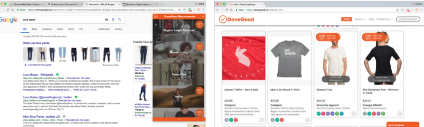 Figure 2.2. Showing a Google search and Done Good suggestions on the side, including discount  codes