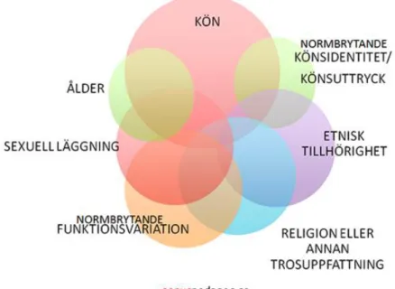 Figur 1.  Hur intersektionalitet kan se ut enligt genuspedagog.se 