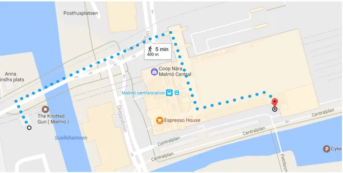 Figure 3: Path of the second soundscape recording. Images courtesy of Google Maps. 