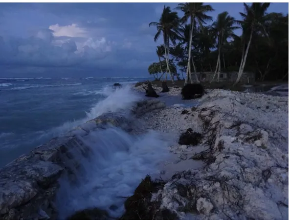 Figure 4: The high-tide breaches a seawall in Tarawa Kiribati. Credit: Dael Allison/2015