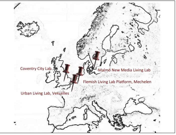 Fig.	
  3.	
  Examples	
  of	
  Living	
  Labs	
  in	
  Europe	
   	
   	
  
