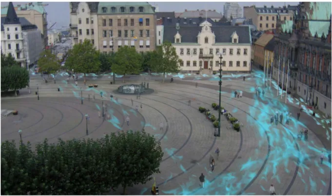 Figure 10. An augmented real- real-ity concept for social navigation in  a city. Student work, Interaction  Design Master’s program, Malmö  University, 2007.