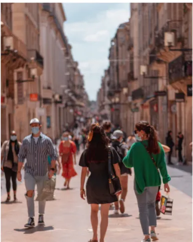 Figure 1. People using masks on the street during  COVID-19 pandemic