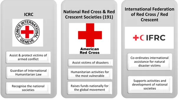Figure  1:  Organizational  structure  for  The  Red  Cross  &amp;  Red  Crescent  Movement  the  global  Humanitarian  network  of  more  than  80  million  people