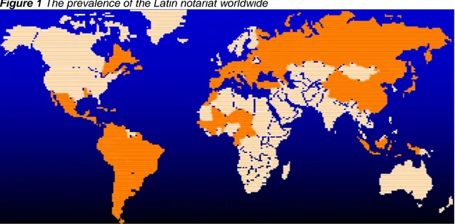Figure 1 The prevalence of the Latin notariat worldwide