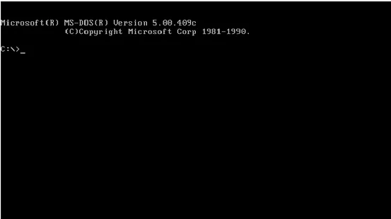 Figure 2: Early operating systems used a command-line interface. The above image shows  the  interface  of  Microsoft’s  MS-DOS  directly  after  start-up  (Microsoft,  2016)