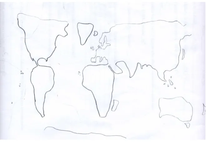 Figur 2 är ritad av en elev med stor resvana, eleven har etniskt svensk bakgrund och använder  kartan ganska sällan