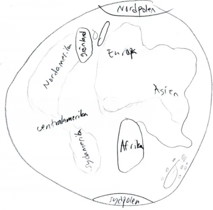 Figur 8 är ritad av en elev som har europeisk bakgrund, ej svensk. Eleven har stor resvana och  använder kartor mindre än en gång i veckan