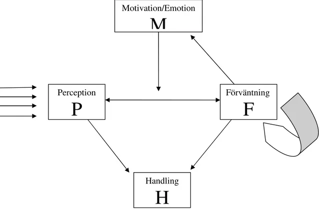 Figur  1:  Modellen  illustrerar  förväntningar,  perception,  handling  och  motivation  (Winter  1994, s 24)