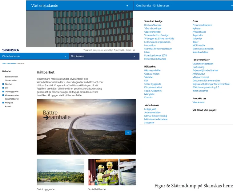 Figur 6: Skärmdump på Skanskas hemsida