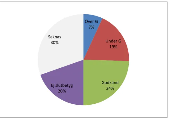 Figur 6.4 Betygsfördelning i procent i den totala undersökningsgruppen, 102 patienter