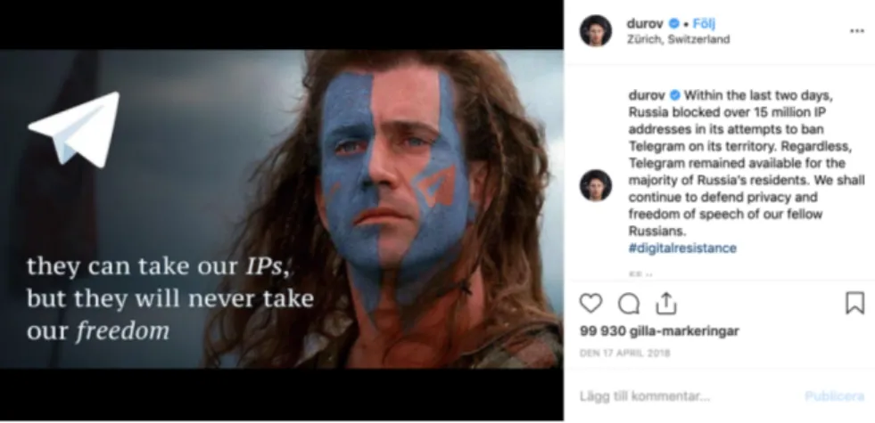 Figure 2. Instagram post retrieved from Pavel Durovs Instagram, April 17 2018  