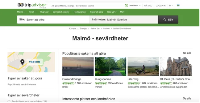 Figur  7: TripAdvisor, saker att göra i Malmö [online].  