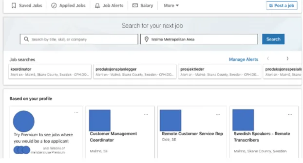 Figure 4. Mail sent out from LinkedIn with recommended jobs based on the users’ profile