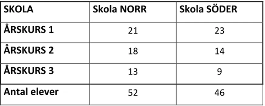 Tabell 2. Elevfördelning 