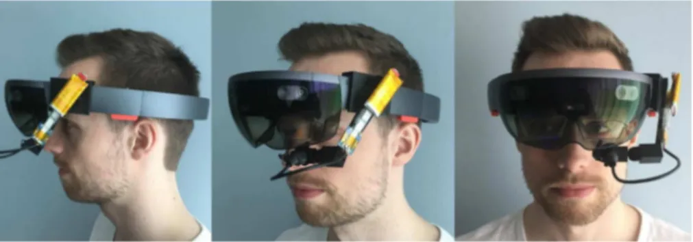 Figure 3: View of the Microsoft HoloLens with attached eye tracker