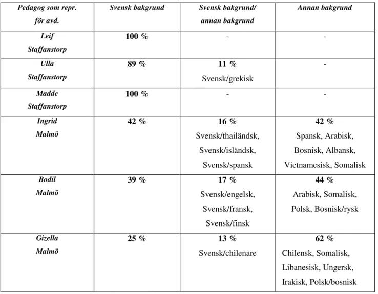 Tabell 3  Barnens etnicitet 