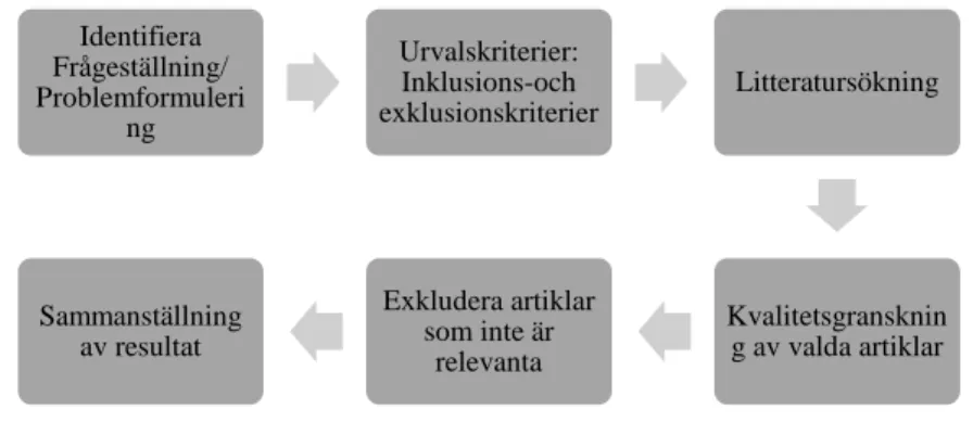 Figur 1. Systematisk sammanställning av SBU:s sex steg. 