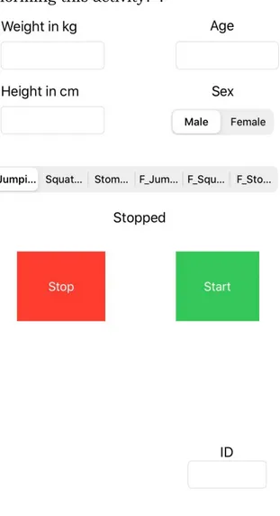 fig. 3 The user interface of the application that was used for data collection   