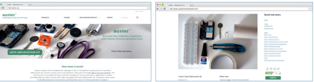Fig. 4: The Auster homepage and a tutorial page