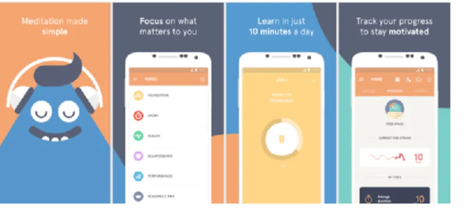 Figure  4.  Screenshots  from  the  Headspace  app.  (Retrieved  from  