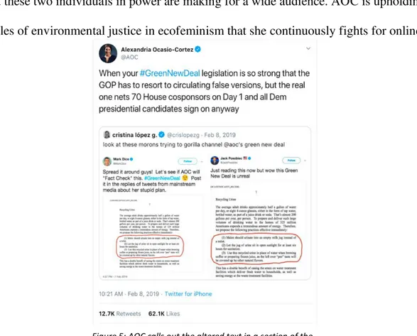 Figure 5: AOC calls out the altered text in a section of the  GND being spread by members of the GOP
