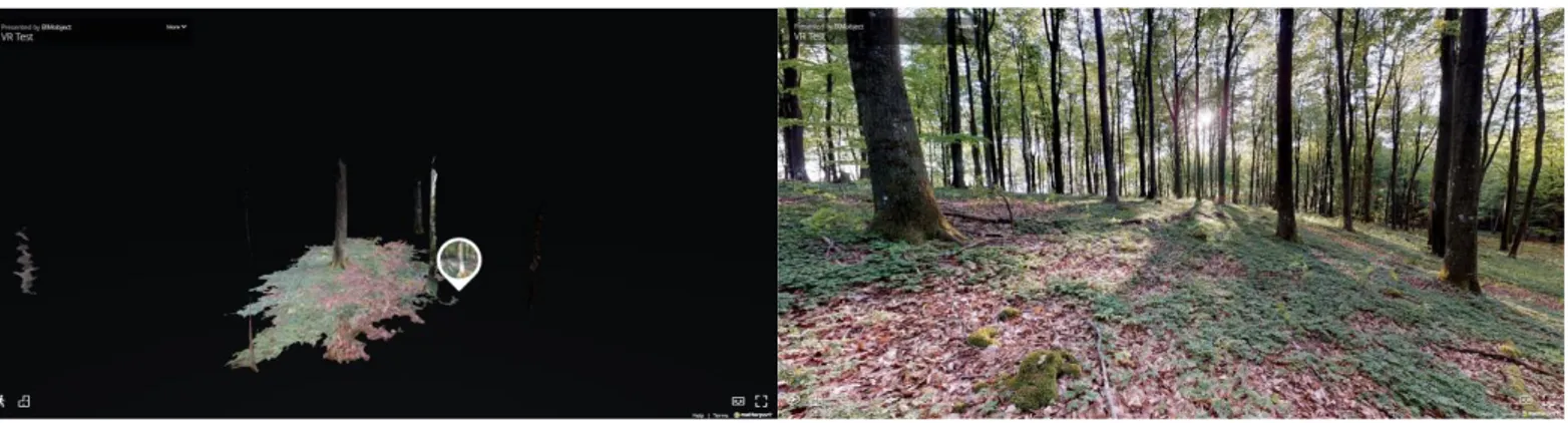 Figure 6. Matterport Scans showing the 3D model (Left) and the panoramic view (Right)