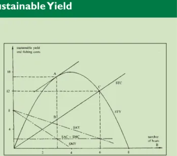 Figure	25.2.	Fishing	activity	and	sustainable	yield	with	and	without	 government regulation.