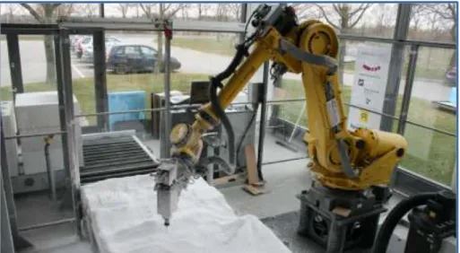 Fig. 5: Digital fabrication using robot technology, laboratory of the Concrete Center at the Danish  Technological Institute 