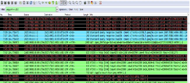 Figure 2-12: HTTP and DNS protocols in Whireshark. 