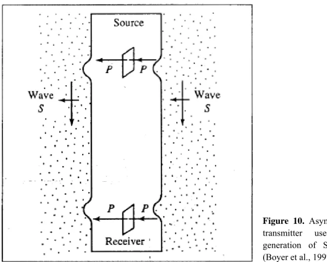 Figure 10. Asymmetric  transmitter used for  generation of S-waves  (Boyer et al., 1997)