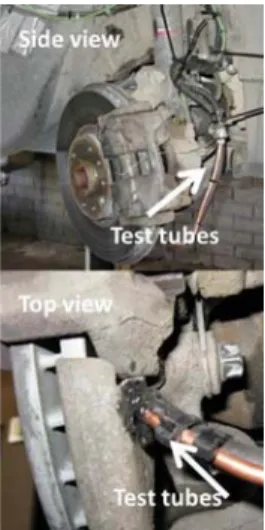 Fig. 1 Side view and top  view of collector tubes in an  instrumented car 