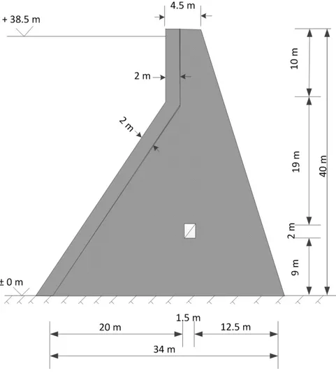 Figure 9:  Geometry of the analysed concrete monolith. 
