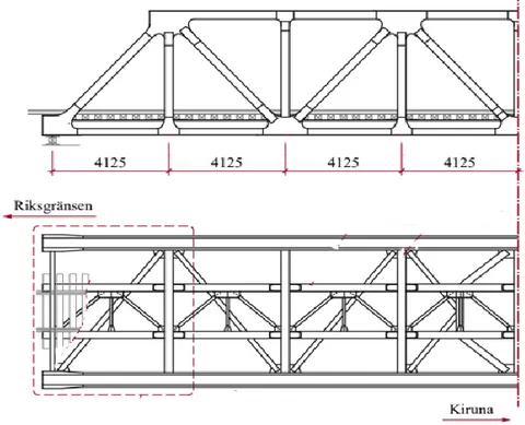 Figur 1.3: Skiss över Rautasjokkbrons lastbärande struktur (Leander, 2018). 