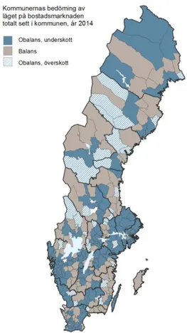 Figur 4. Kommunernas bedömning av läget på bostadsmarknaden totalt sett i kommunen, år 2014