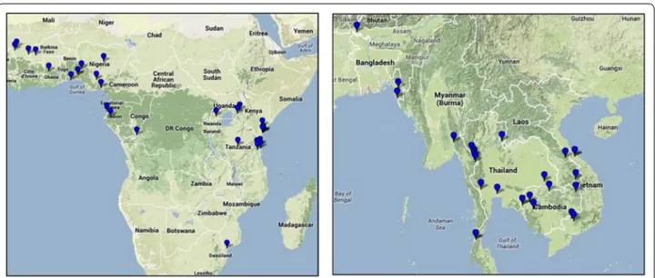 Fig. 2  Map of study sites included in the parasite clearance data analysis