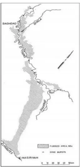 Figure 2: Flooded area in 1954 (Buringh, 1960).  